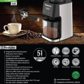 آسیاب قهوه دیجیتال تلیونیکس مدل TCG4151 با ۵۱ درجه آسیاب و توان ۲۰۰ وات