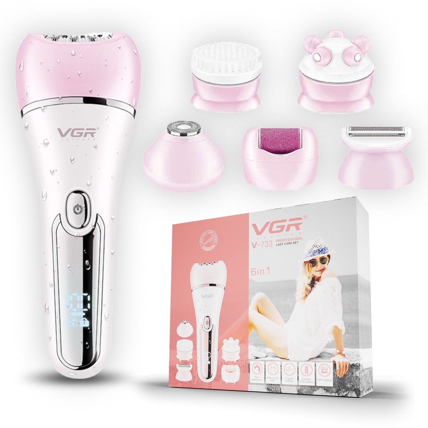 اپیلاتور ۶ کاره وی جی آر مدل V-733 ضد آب